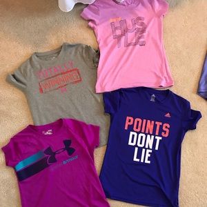 Set of 4 girls youth Dryfit shirts.